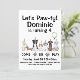 Puppy Dog Gender Neutral of Boy Birthday Pawty Inv Kaart