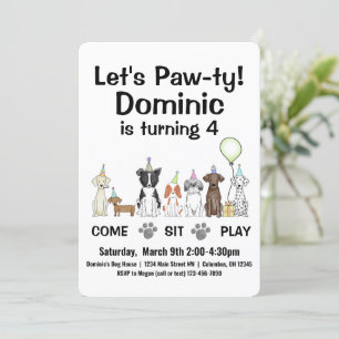 Puppy Dog Gender Neutral of Boy Birthday Pawty Inv Kaart
