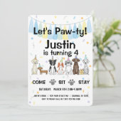 Puppy Dog Gender Neutral of Boy Birthday Pawty Kaart (Staand voorkant)