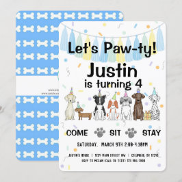 Puppy Dog Gender Neutral of Boy Birthday Pawty Kaart