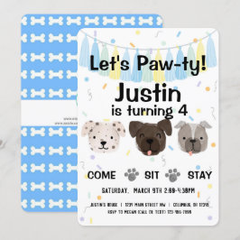 Puppy Dog Gender Neutral of Boy Birthday Pawty Kaart