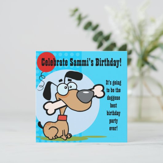 Puppy Dog Gepersonaliseerd Birthday Invites Kaart (Staand voorkant)