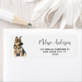 Puppy Dog German Shepherd Modern Return Address Etiket (Insitu)