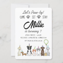 Puppy Dog Girl Birthday Pawty Invitation