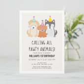 Puppy Dog Gold Glitter Pawty Animals Kaart (Staand voorkant)