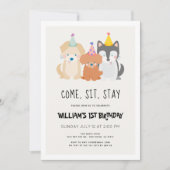 Puppy Dog Gold Glitter Verjaardagsfeestje Kaart (Voorkant)