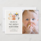 Puppy Dog Gold Pawty Dieren Foto Verjaardag Kaart (Voorkant)