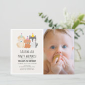 Puppy Dog Gold Pawty Dieren Foto Verjaardag Kaart (Staand voorkant)