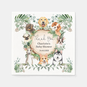 Puppy Dog Greenery verlaat Baby shower 1e verjaard Servet