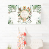 Puppy Dog Greenery verlaat Baby shower Welkom Spandoek (Insitu)