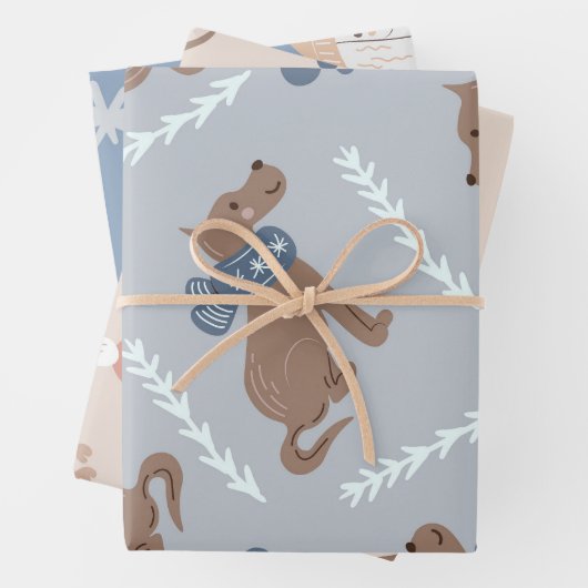 Puppy Dog Holiday of Birthday Wrapping Paper (In situ)