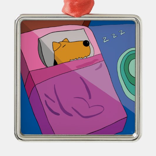 Puppy Dog in Bed Ornament (Voorkant)