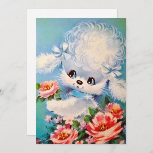 puppy dog in bloemen feestdagenkaart (Voorkant / Achterkant)