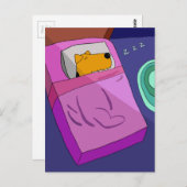 Puppy Dog in Briefkaart met beddengoed (Voorkant / Achterkant)