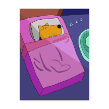 Puppy Dog in Briefkaart met beddengoed