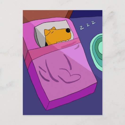 Puppy Dog in Briefkaart met beddengoed (Voorkant)