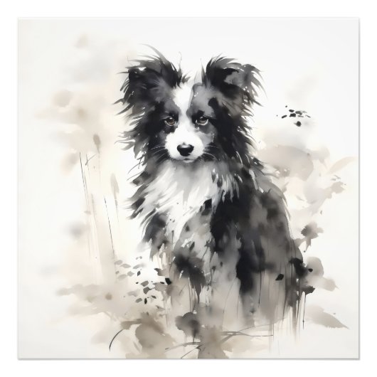 Puppy Dog Inkt Schilderij Foto Afdruk (Voorkant)