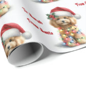 Puppy Dog Kerstverlichting Personaliseer Naam Sant Cadeaupapier (Rol Hoek)