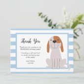 Puppy Dog Kids Verjaardag Blauw Dank u Kaart (Staand voorkant)