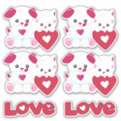 Puppy Dog Kitty Cat Love Valentijn Kinder Sticker (Voorkant)