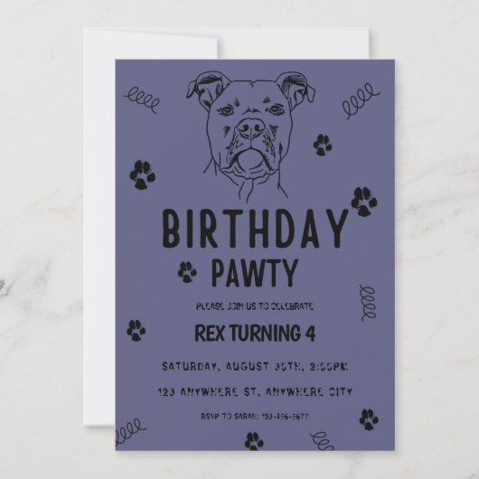 Puppy Dog laat Pawty Birthday Party Invitation Kaart (Voorkant)