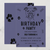 Puppy Dog laat Pawty Birthday Party Invitation Kaart (Voorkant / Achterkant)