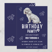 Puppy Dog laat Pawty Birthday Party Invitation Kaart (Voorkant / Achterkant)
