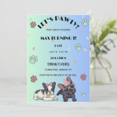 Puppy Dog laat Pawty Birthday Party Invitation Kaart (Staand voorkant)
