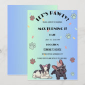 Puppy Dog laat Pawty Birthday Party Invitation Kaart (Voorkant / Achterkant)