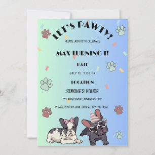 Puppy Dog laat Pawty Birthday Party Invitation Kaart
