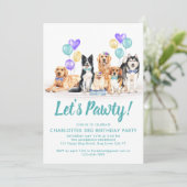 Puppy Dog laat Pawty Birthday party Kaart (Staand voorkant)