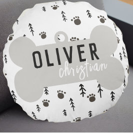 Puppy Dog Label Neutral Custom Rond Kussen