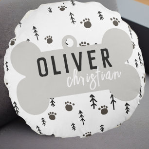 Puppy Dog Label Neutral Custom Rond Kussen