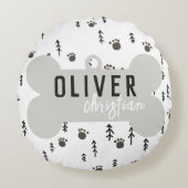 Puppy Dog Label Neutral Custom Rond Kussen (Voorkant)