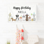 Puppy Dog Little Girl Birthday Party Banner (Insitu)