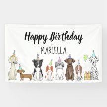Puppy Dog Little Girl Birthday Party Banner