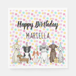 Puppy Dog Little Girl Birthday Party Servet