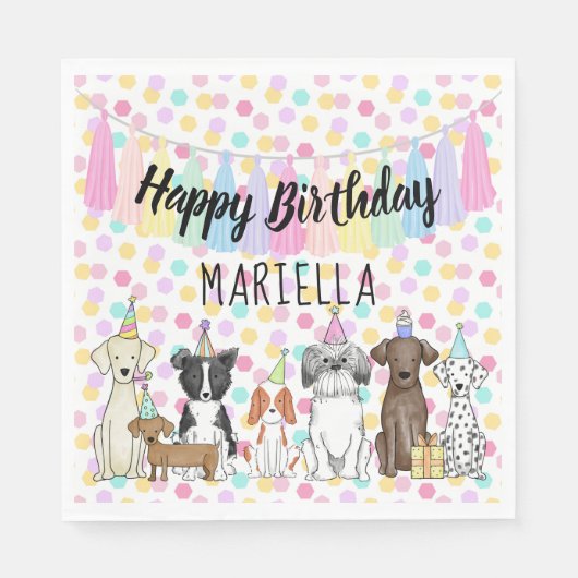 Puppy Dog Little Girl Birthday Party Servet (Voorkant)