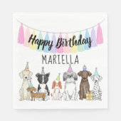Puppy Dog Little Girl Birthday Party Servet (Voorkant)