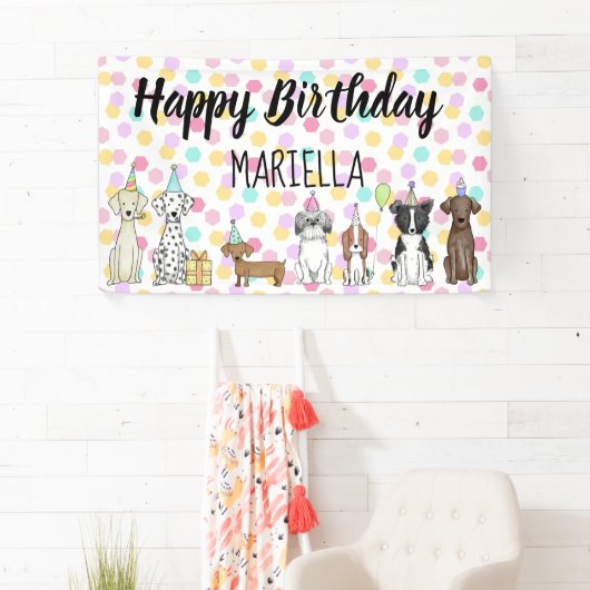 Puppy Dog Little Girl Birthday Party Spandoek (Insitu)