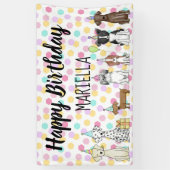 Puppy Dog Little Girl Birthday Party Spandoek (Verticaal)