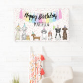 Puppy Dog Little Girl Birthday Party Spandoek (Insitu)