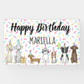 Puppy Dog Little Girl Birthday Party Spandoek (Horizontaal)