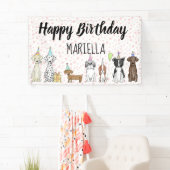 Puppy Dog Little Girl Birthday Party Spandoek (Insitu)