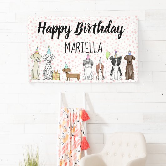 Puppy Dog Little Girl Birthday Party Spandoek (Insitu)
