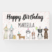 Puppy Dog Little Girl Birthday Party Spandoek (Horizontaal)