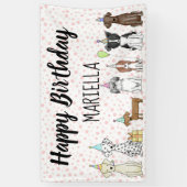 Puppy Dog Little Girl Birthday Party Spandoek (Verticaal)