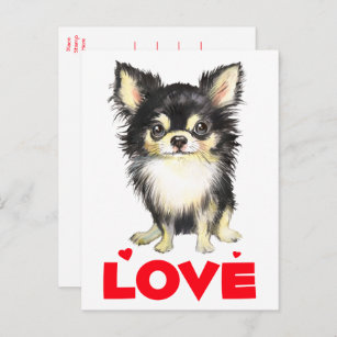 Puppy Dog Long Hazard Waterverf Chihuahua Love Briefkaart
