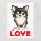 Puppy Dog Long Hazard Waterverf Chihuahua Love Briefkaart (Voorkant)