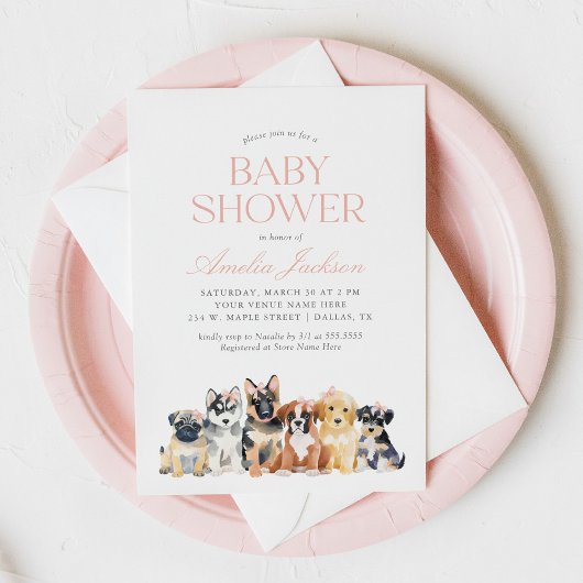 Puppy Dog Meisje Baby shower Kaart
